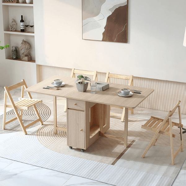 MESAECADEIRAS2 Mesa de Jantar Dobrável – Poupa Espaço, Arrumação Integrada e Fácil de Deslocar — Stock Limitado! - Image 1